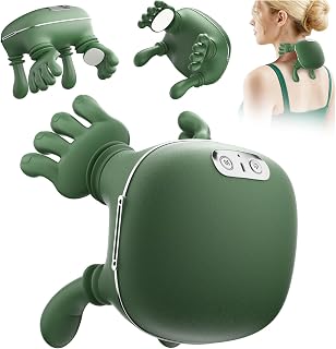 Neck Massager, Neck and Back Massager with Heat & 4D Kneading, Shiatsu Deep Tissue Wireless Massager for Shoulder Cervical Pain Relief, Portable Rechargeable for Home Office (Green)