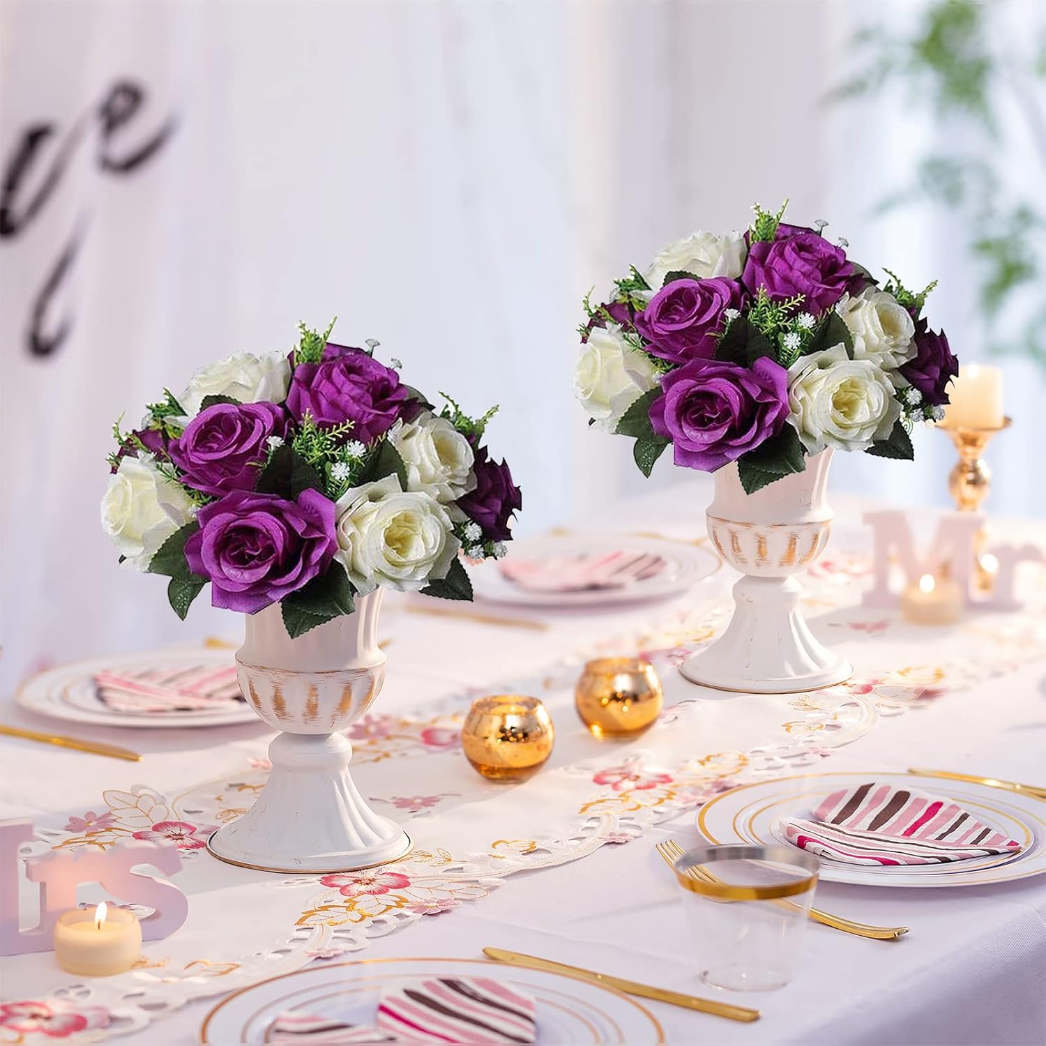 Sziqiqi Artificial Flowers Silk Rose Flowers for Wedding Centerpiece Party Birthday Anniversary Floral Arrangement Decorations - Image 2