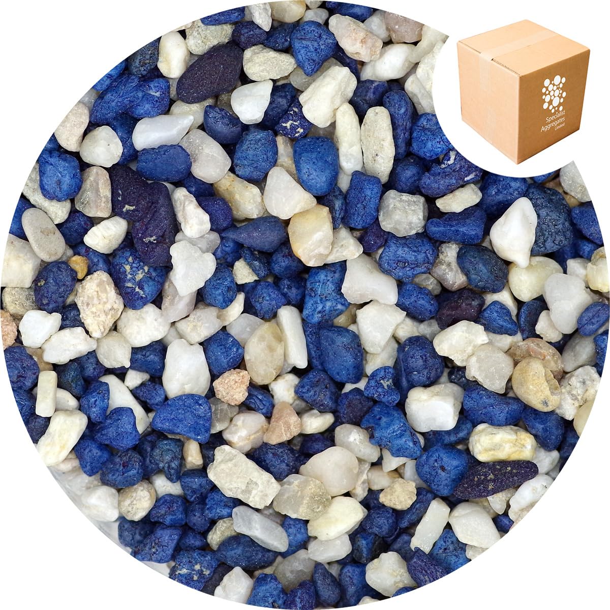 Specialist Aggregates ® - 4.0kg Fish Tank Gravel - Natural/Blue Fin Decorative Gravel/Stones | Aquarium | Terrarium | Home | Garden | Vase | Art | Craft | 11 COLOURS | UK Manufacturer
