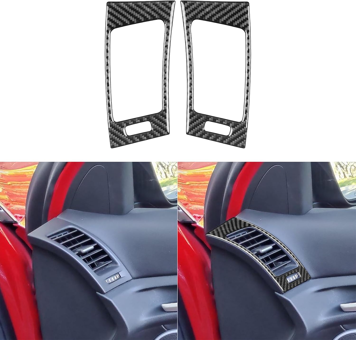 Real Carbon Fiber Trim Compatible with Pontiac G8 2008 2009/Holden Commodore 2006 2007 2008 2009 2010 2011 2012 Car A/C Air Vent Decal Air Outlet Decor Interior Accessories Sticker Cover 2pcs Black