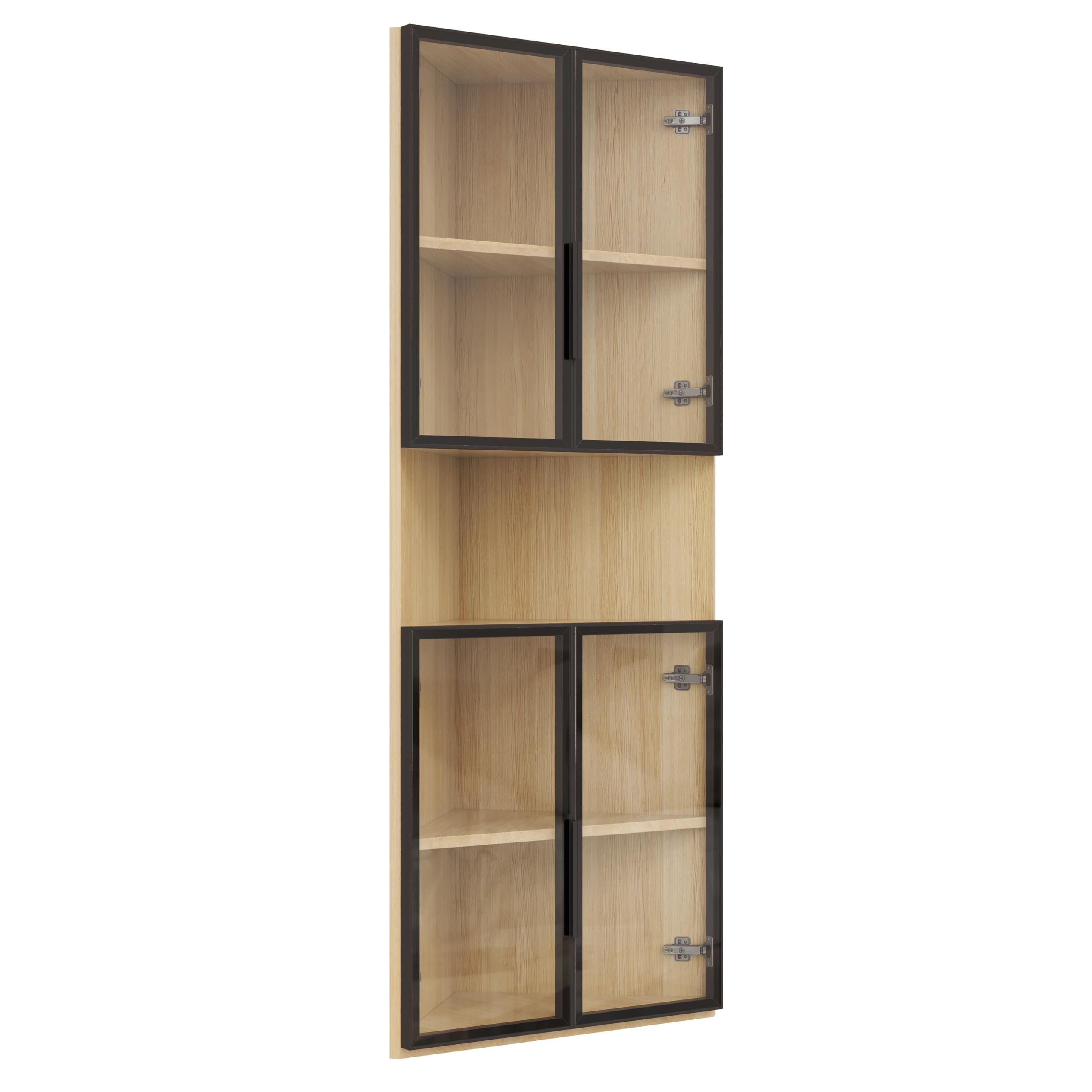 Vitrina de Cristal LED de 62x32x160 cm, Exterior de Roble, Tira de luz integrada, Vitrina de Cristal Templado Antipolvo, Vitrina esquinera con Puerta, Vitrina de colección, librería, vinoteca