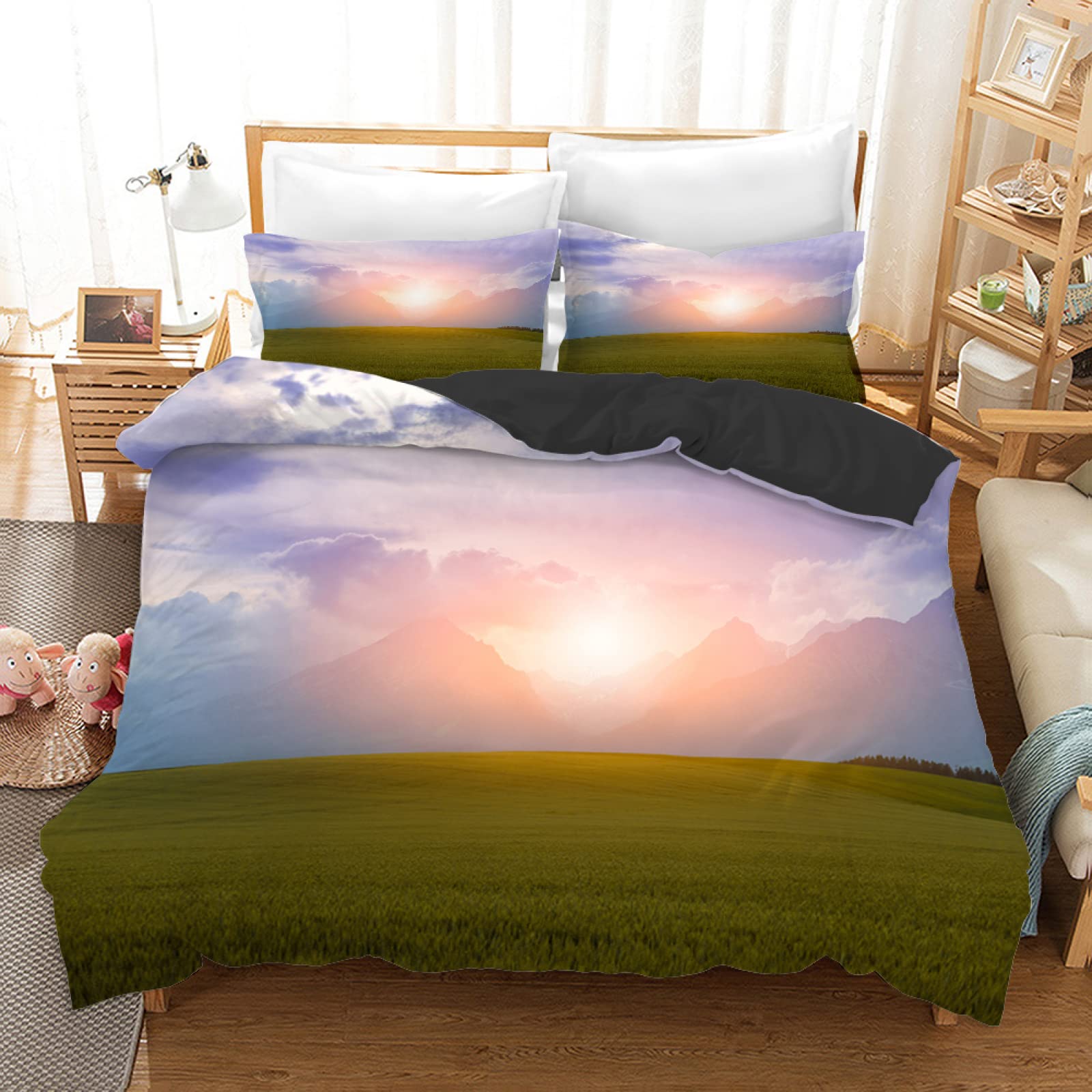 Parure de lit enfant lever de soleil bleu pour transformer la chambre des filles, garçons et ados