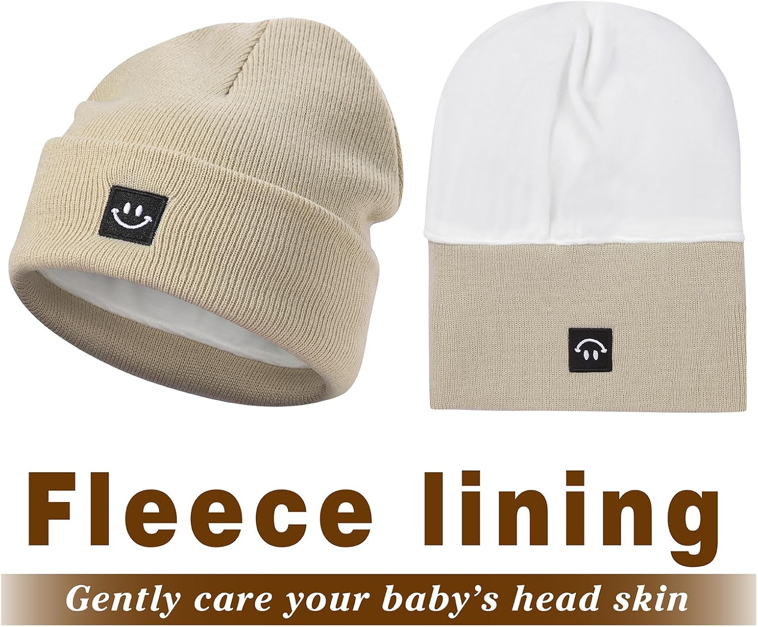 MaxNova 2 Pack Baby Beanie Fleece Lined Knit Toddler Hat for Girls Boys 0-8 Years - Image 6