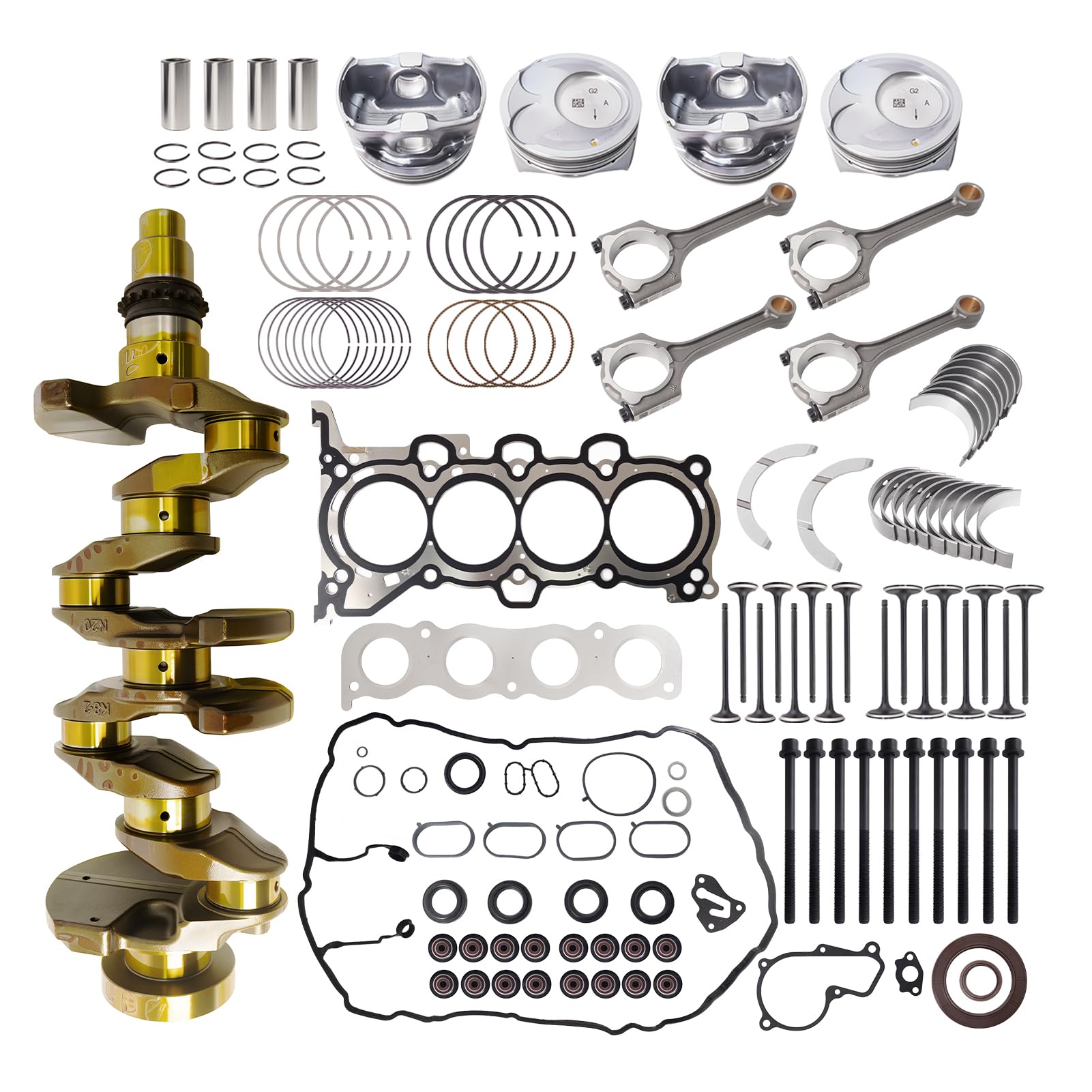 Photo 1 of G4NC 2.0 Engine Rebuild Overhaul Kit w/Crankshaft, Head Gasket Set & Piston - For Hyundai Tucson/Elantra/Sonata, Kia Soul/Forte/Sportage 2.0L 2011-2022