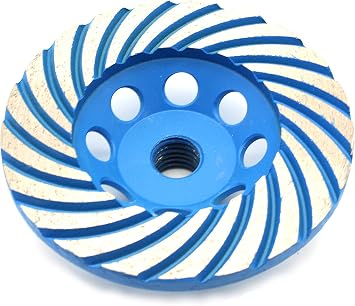 TEMO 4 Inch Diamond Turbo Segment Grinding Cup Wheel 5/8 Inch Thread Arbor for Marble Tile Concrete and Rock