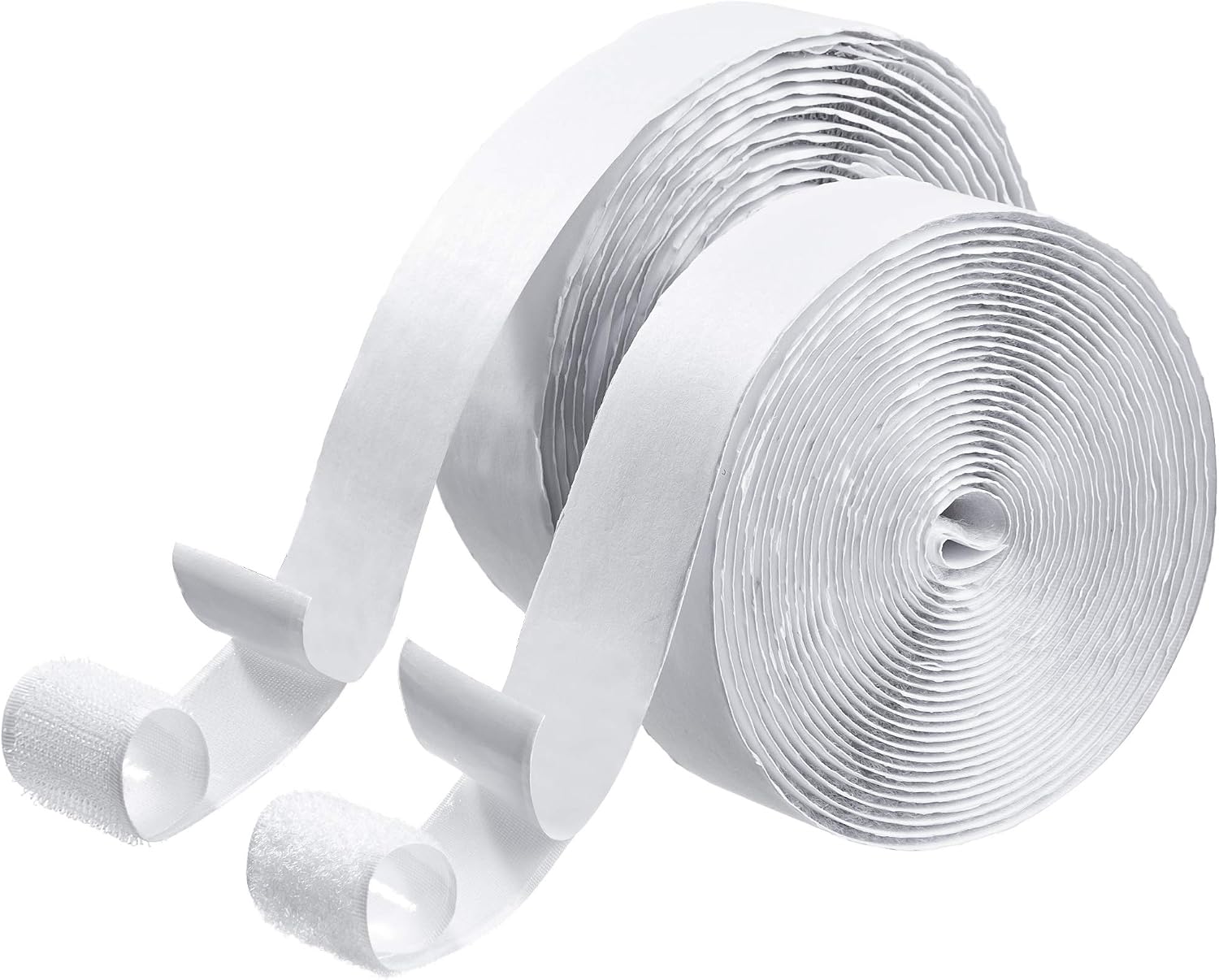 BRAVESHINE Industrial Strength Self Adhesive Hook and Loop Roll - 1.2 Inch 16.5FT Double Sided Sticky Hook Loop Strips Fabric Fasteners Tape for Sewing, Pedal Board, Mounting or Hanging Items - White
