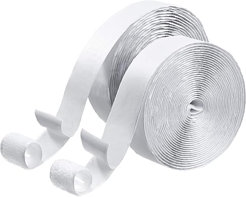 BRAVESHINE Rollo de gancho y bucle autoadhesivo de fuerza industrial, 1.2 pulgadas, 16.5 pies, tiras de gancho adhesivo de doble cara, cinta de