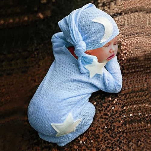 Ylsteed Trajes de fotografía para recién nacidos, conjunto de disfraz de sesión de fotos para niño y niña con mamelucos y accesorios para bebés
