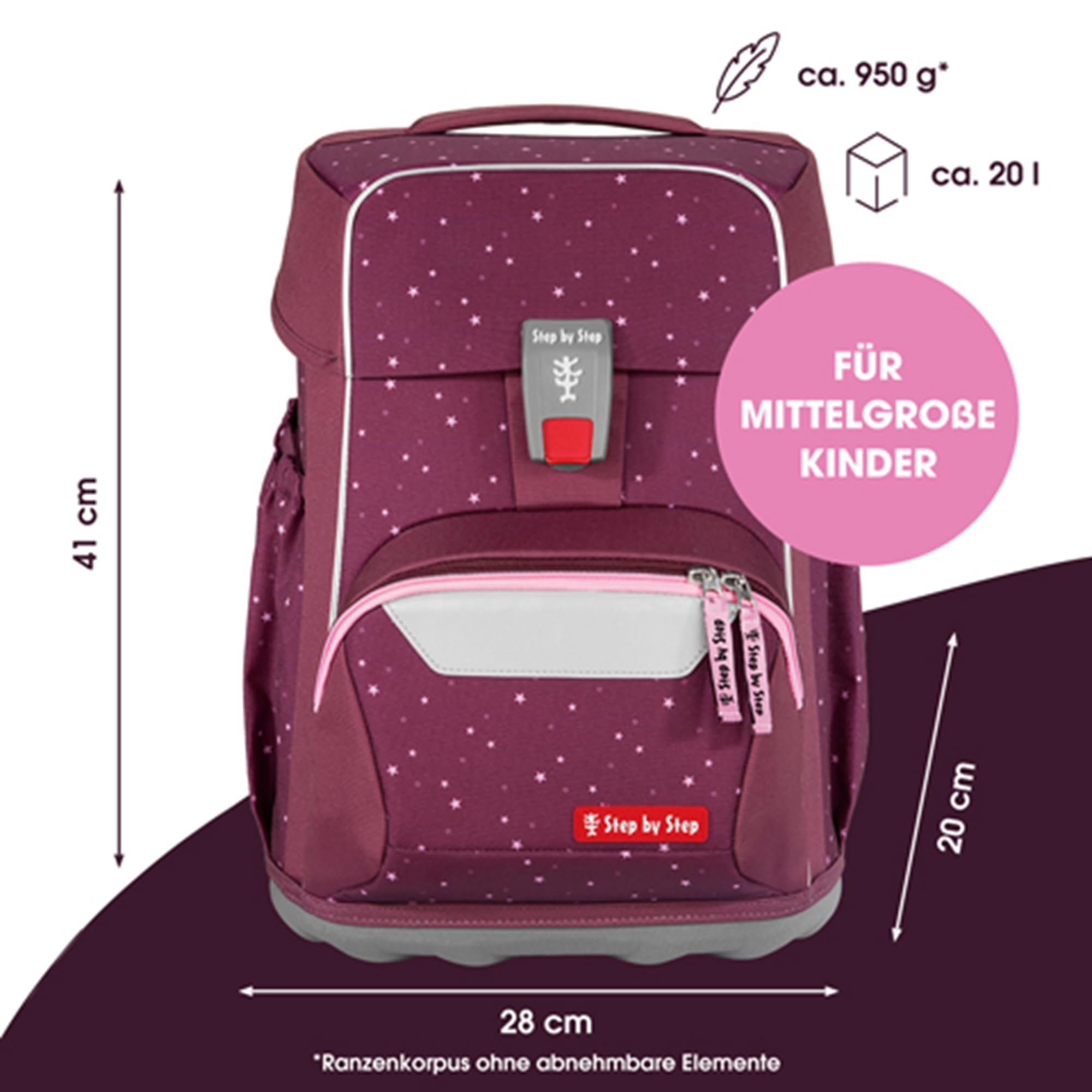 Step by Step Basis Schulranzen-Set 4-teilig Berry Stars