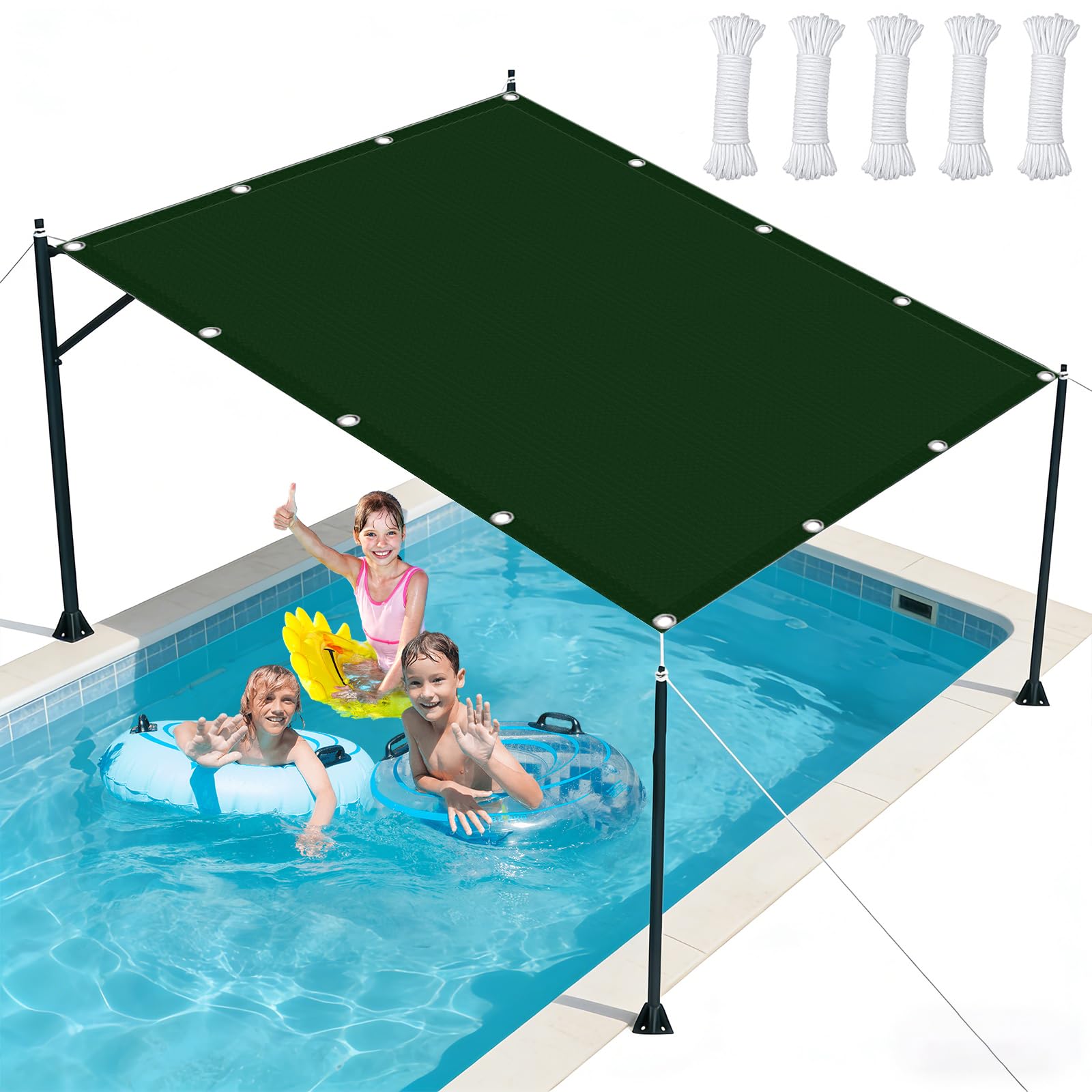 Voile d'ombrage rectangulaire 160x170 vert foncé pour terrasse
