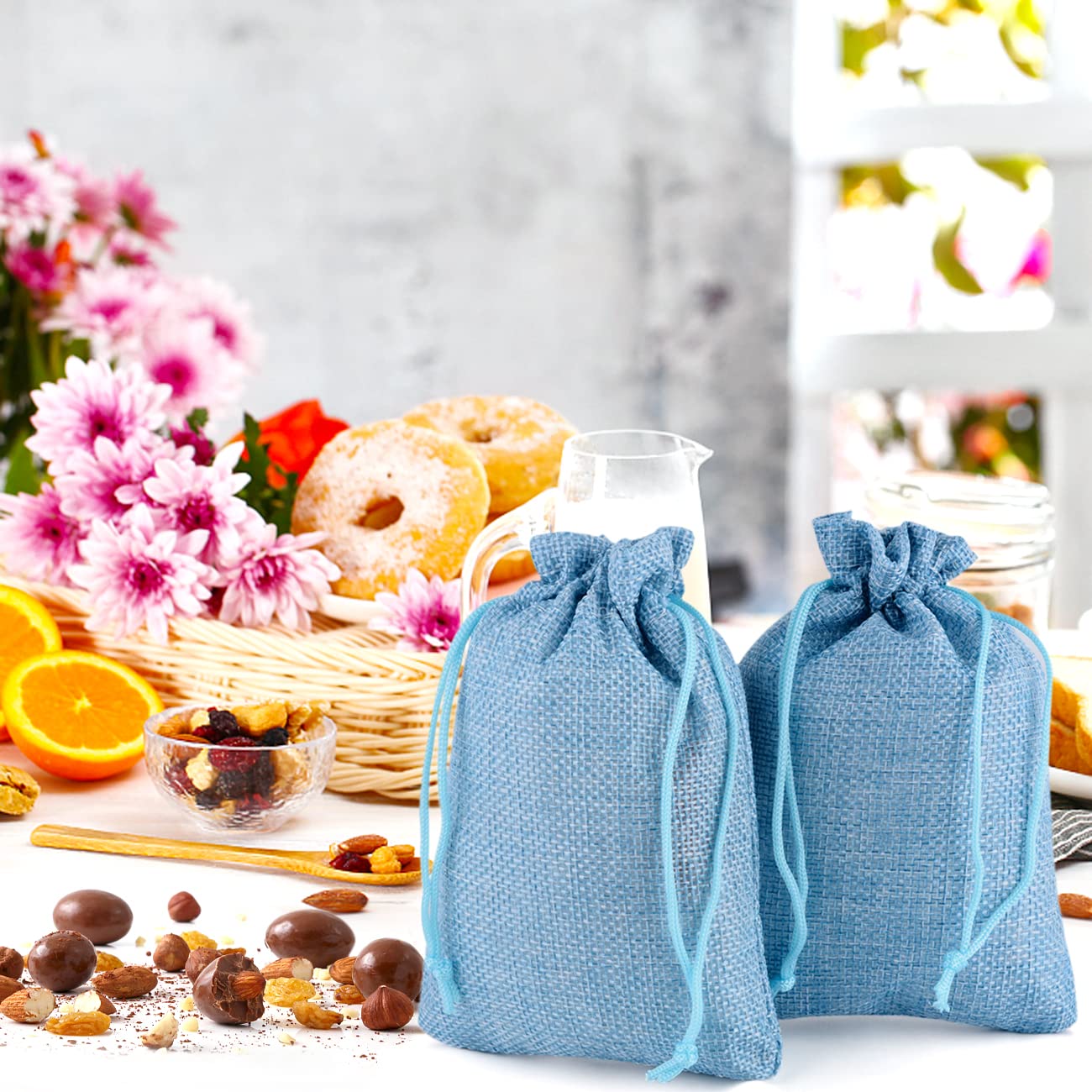 Sacchetti Di Iuta Con Coulisse - 30 Pezzi 18x13 Cm Per Fai Da Te, Bomboniere, Matrimoni E Conservazione