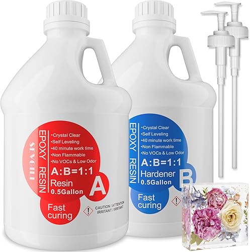 Resina epoxi, arte transparente de 1 galón para arte de resina, fundición, recubrimiento, mesa, mesas de borde vivo, joyas, parte superior de bar,
