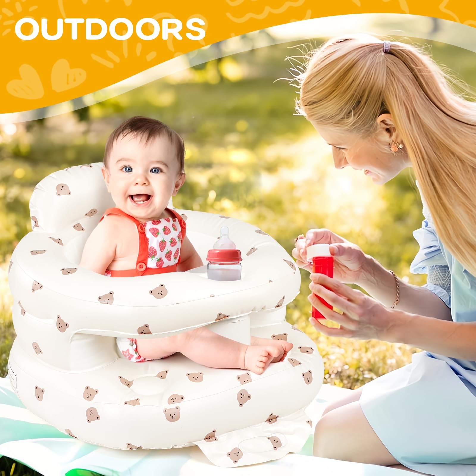 Pattheboo Blow Up Floor Chair with Built-in Air Pump for Sitting Support, Perfect for Summer and Beach Travel, Full Enclosure