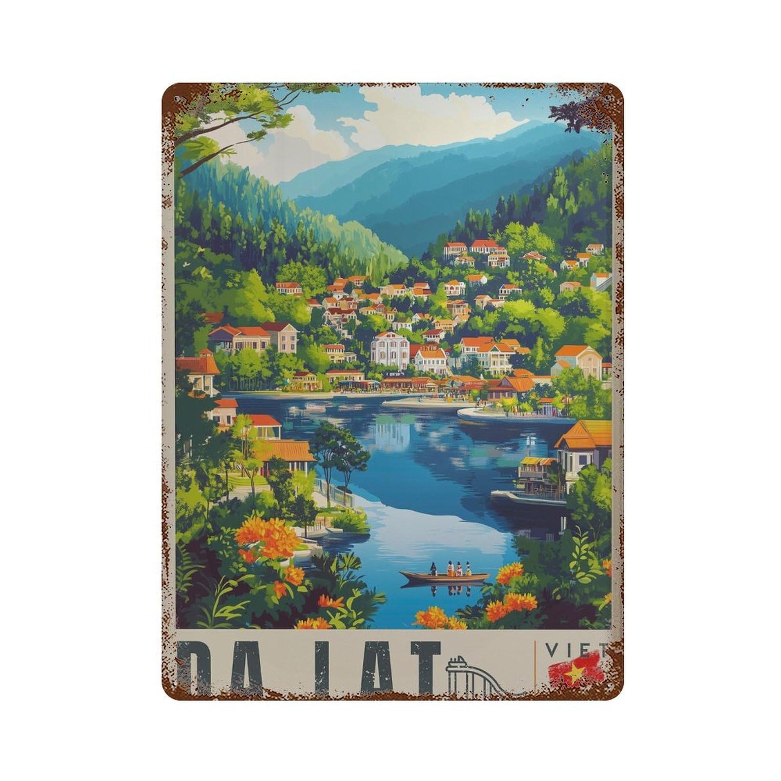 xiaoxiaoshen Da Lat Vietnam Travel Wall Decor Art Metal Tin Poster Modern Home Decor Art Home Bar Shop Decorations Vintage Sign 40x30cm