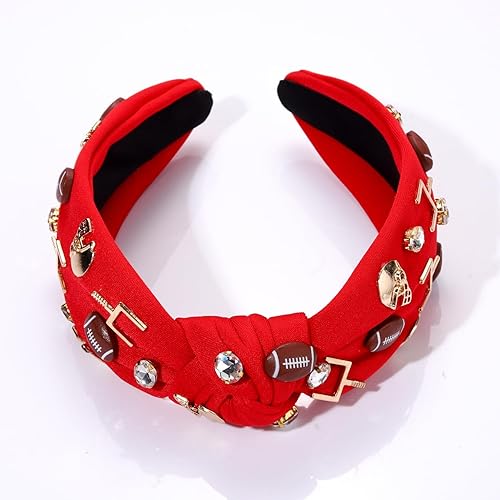 Miniatura 4 de Diadema de fútbol para mujer, diadema anudada de cristal con diamantes de imitación, adornada para el día del juego, accesorios de fútbol para mamá