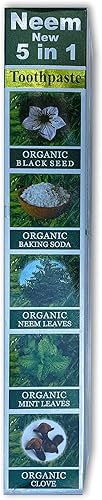 Miniatura 7 de Essential Palace Neem Pasta de dientes esencial 5 en 1 sin flúor [Paquete de 6, color blanco, 6.5 onzas]