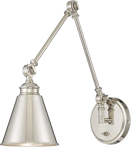 Miniatura 9 de Savoy House 9-961CP-1-322 Morland - Aplique de pared industrial vintage de metal con brazo ajustable, 1 luz de 60 vatios, 16 pulgadas de alto x 6