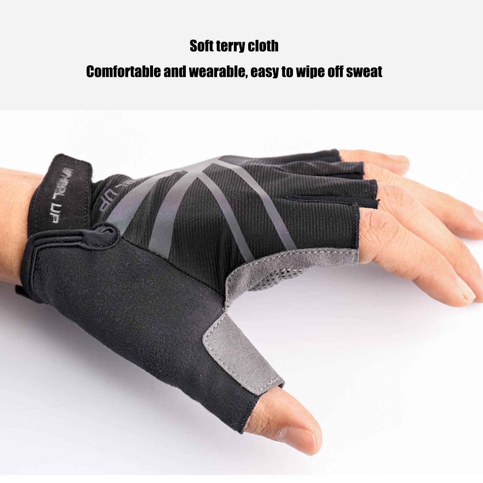 Guanti da guida senza dita, guanti sportivi, guanti mezze dita, guanti for sollevamento pesi da uomo e da donna con supporto for il polso e protezione del palmo Guanti fitness da allenamento Mezze dit