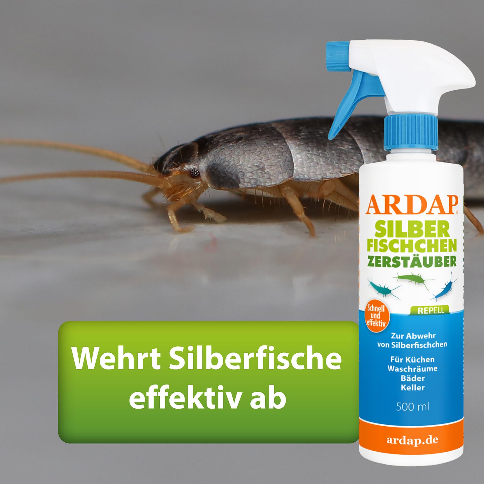 ARDAP Repell Silberfisch Zerstäuber 2 x 500ml - Silberfisch Spray - Mittel gegen Silberfische - Silberfischspray - Silberfischchen - Spray gegen Silberfische - Wirkt schnell & effektiv (PT19)