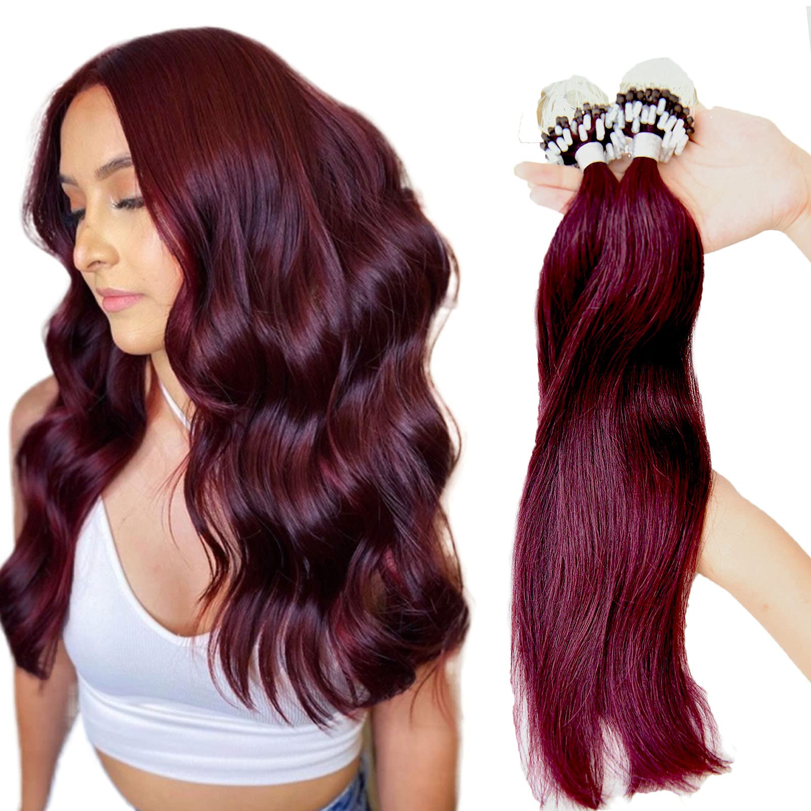 Misslala 18 Inch Micro Extensions Human Hair Real Straight Hair Micro Link Extensions Hair Salon Qua