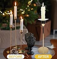 Vista 3 de 4 Piezas de Portavelas de Vidrio Curvado, Anillos de Atrapacerá para Velas Cónicas, Protectores contra Goteos de Cera de Vela (Redondo)