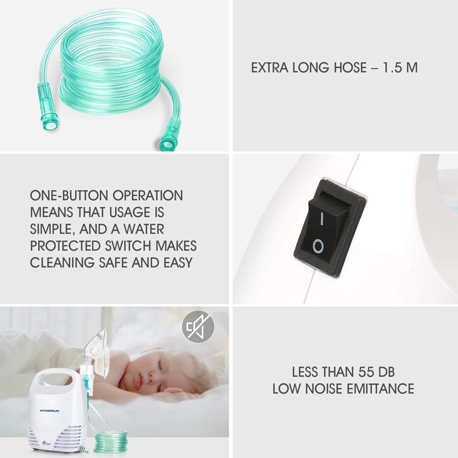 Hangsun Inhalateur Enfant Electrique CN560 Nébulisateur Compresseur Bebe Nasal Pour Tous les Ages