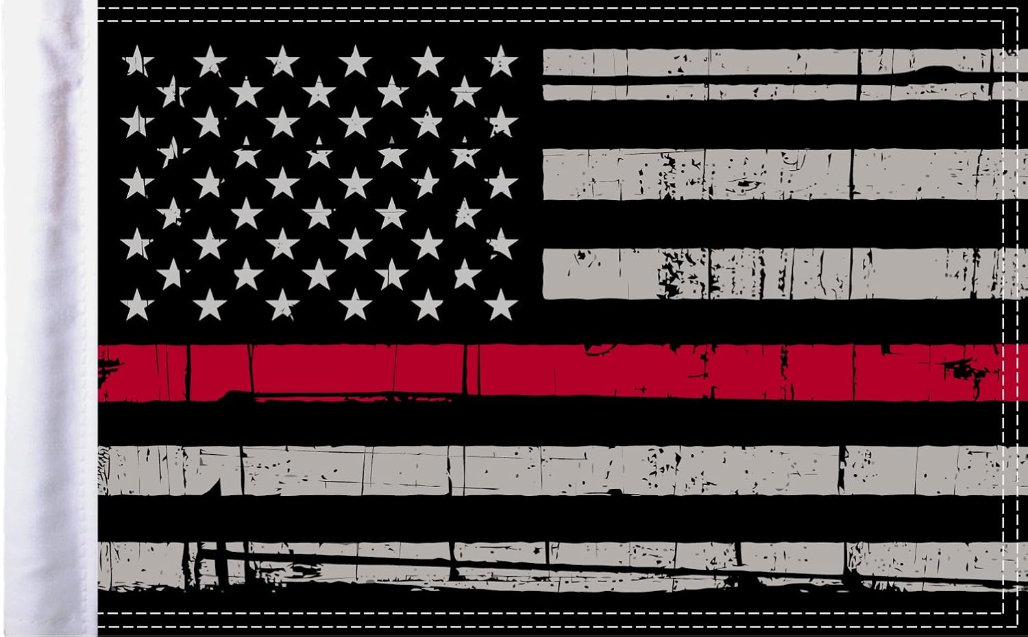 Pro Pad 10"x15" Grunge USA Firefighter Thin RED Line Motorcycle Flag with Sleeve