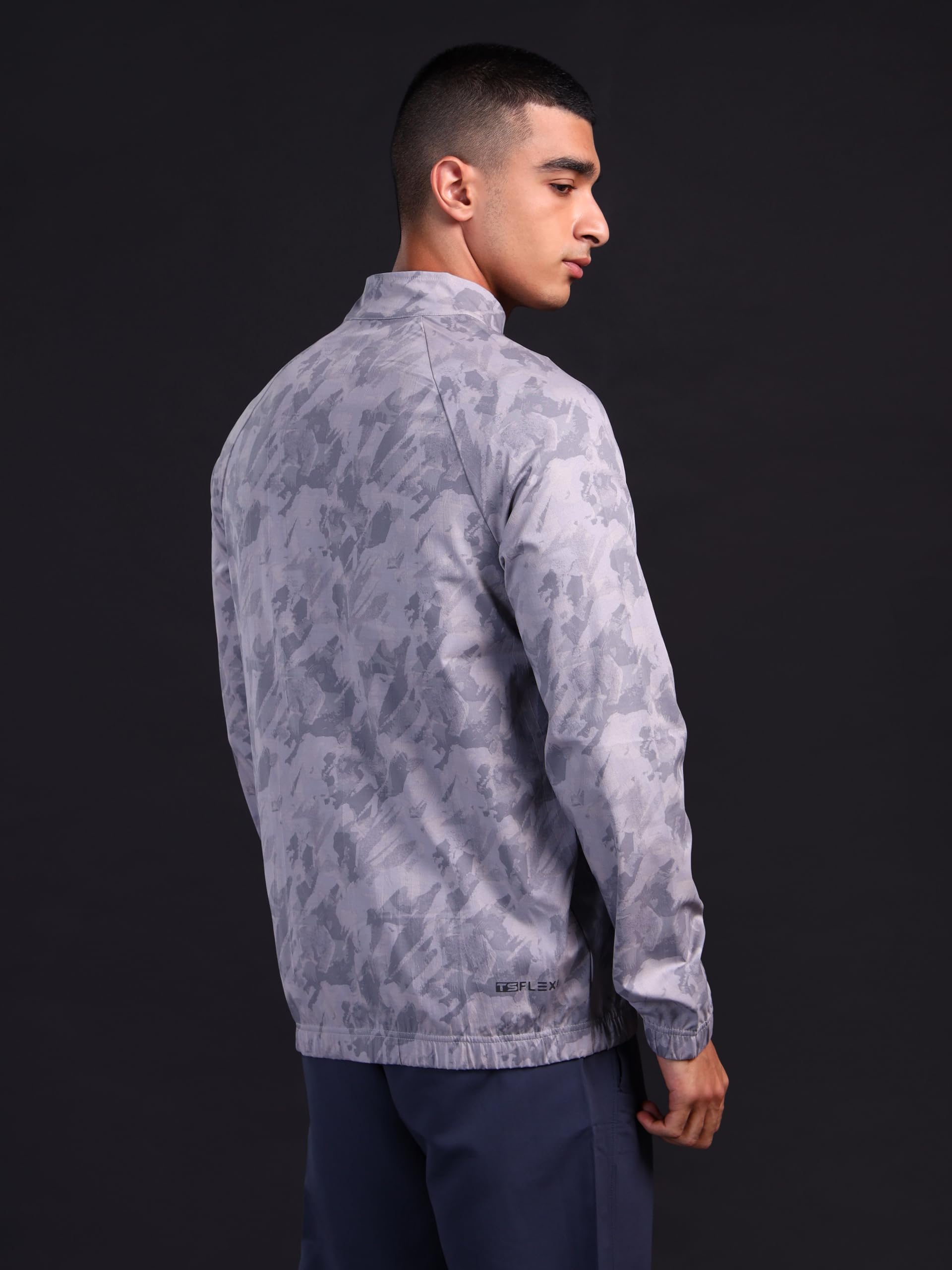 TECHNOSPORT Men's Slim Fit Printed Regular Jacket With SPF50+, Quick Dry for Regular Use - (PM92GME_Grey Marble_L) - Image 2 thumbnail