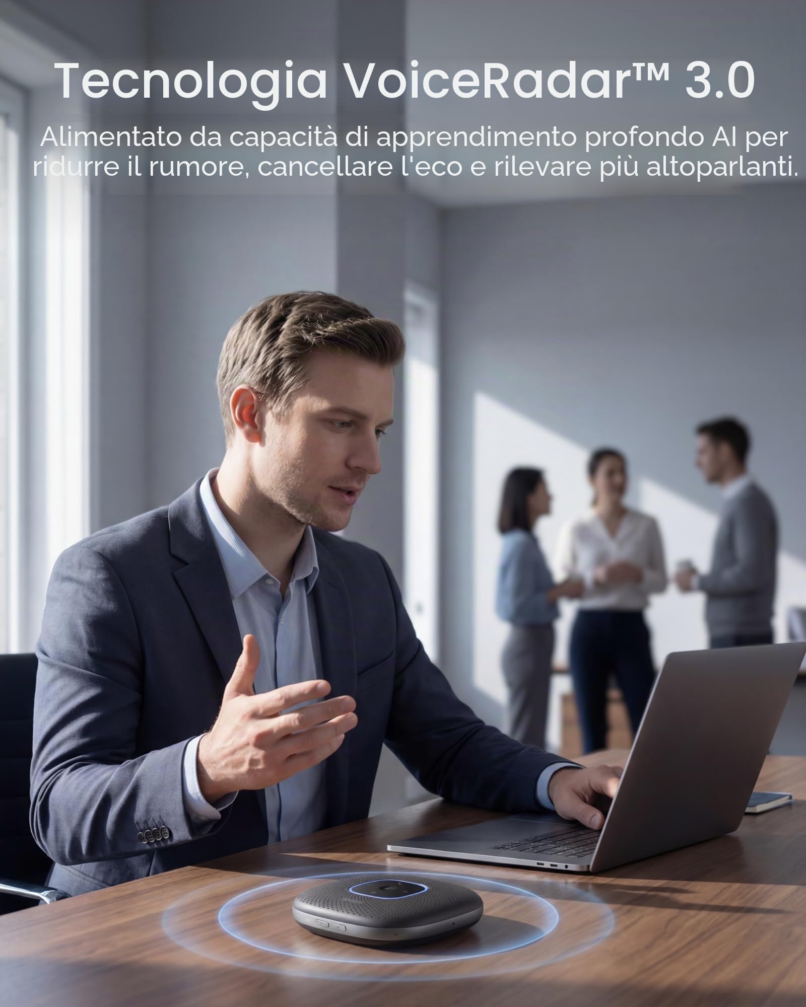 Anker PowerConf Altoparlante Bluetooth da Conferenza Nero con 6 Microfoni Integrati, Registrazione Audio Migliorata, Batteria da 24 Ore, Connettività USB-C, per Home Office