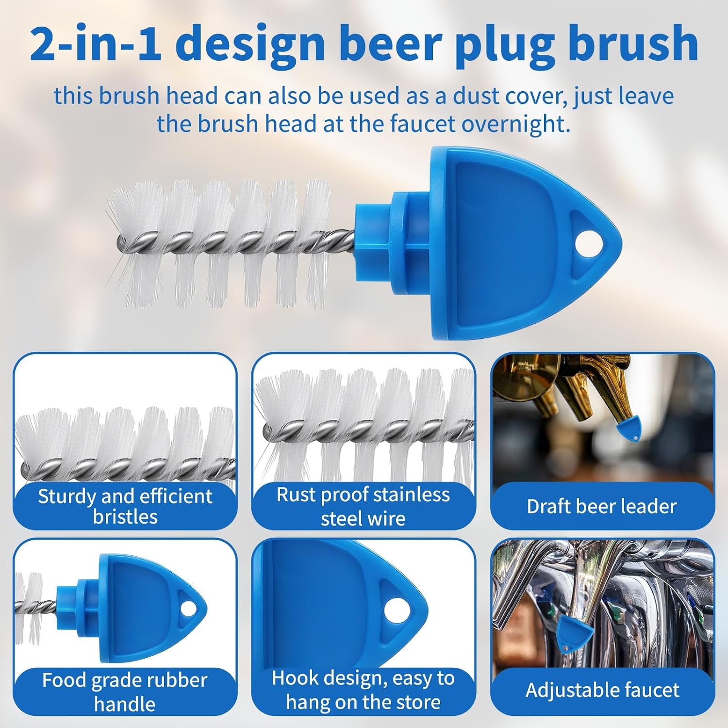 14Pcs Beer Tap Plug Brush Set, Draft Beer Faucet Covers and Cleaning Brushes Kit, Keg Tap Soother Caps and Plugs for Faucet, Home Brewing Bar Accessories