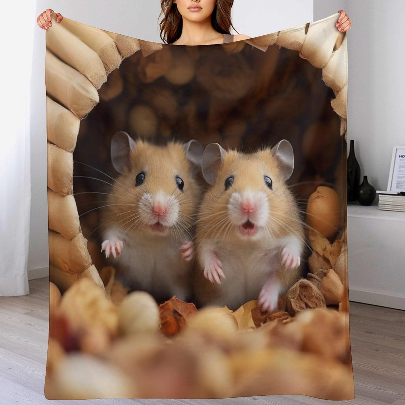 Plaid hamster mignon pour soirées cocooning sur le canapé des enfants et adultes