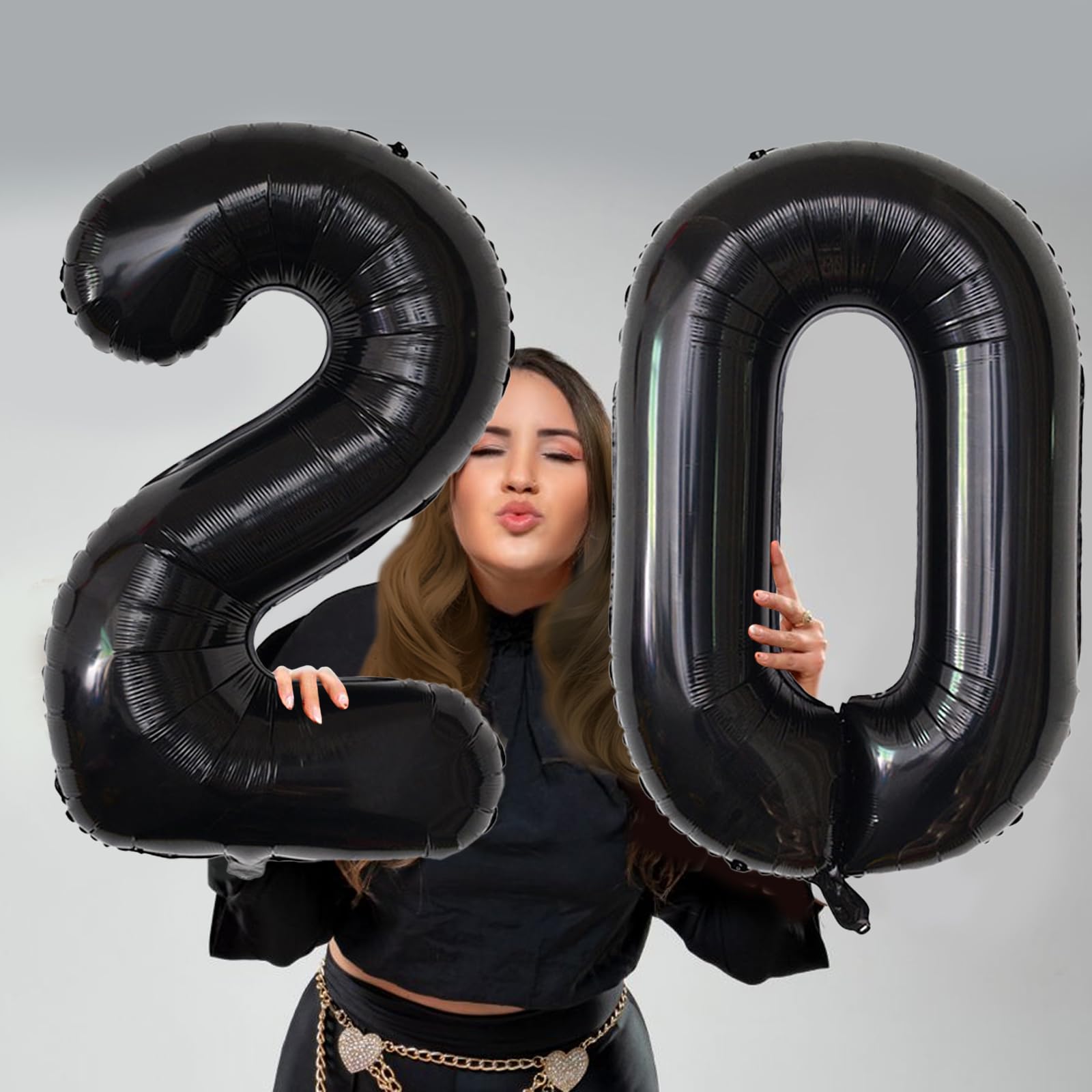 102 cm czarne balony z cyframi, gigantyczne duże balony helowe z mylaru, czarne balony z cyframi na urodziny, czarne balony z mylaru, na 20. urodziny, dekoracje rocznicowe