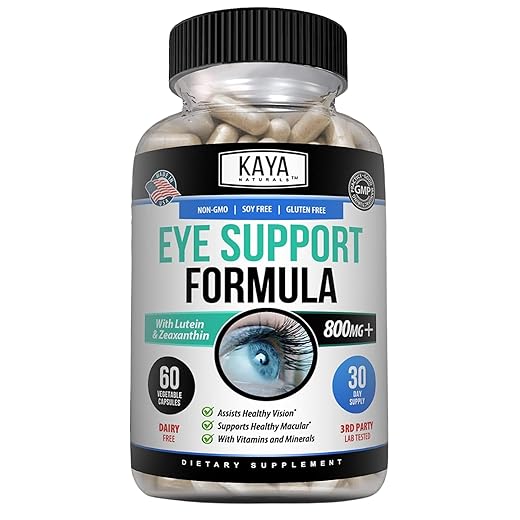 Kaya Naturals Eye Health Supplement - Lutein & Zeaxanthin - Supports Eye Strain, Dry Eyes, and Vision Health - Clinically Proven Ingredients 800mg Vitamin Supplement - 60 Count