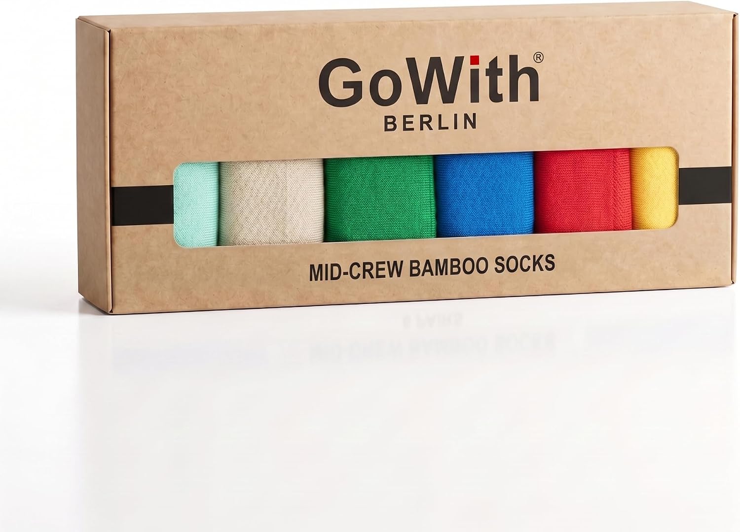GoWith 6 Pairs Bamboo Crew Dress Socks for Men & Women, Casual Mid-Calf Socks, Breathable Rayon, Premium, Seamless Toe 3560