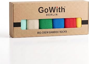 GoWith 6-Piece Bamboo Premium Black - Breathable Classic Men's - Women's Socks 3560 with Colorful Seamless Box