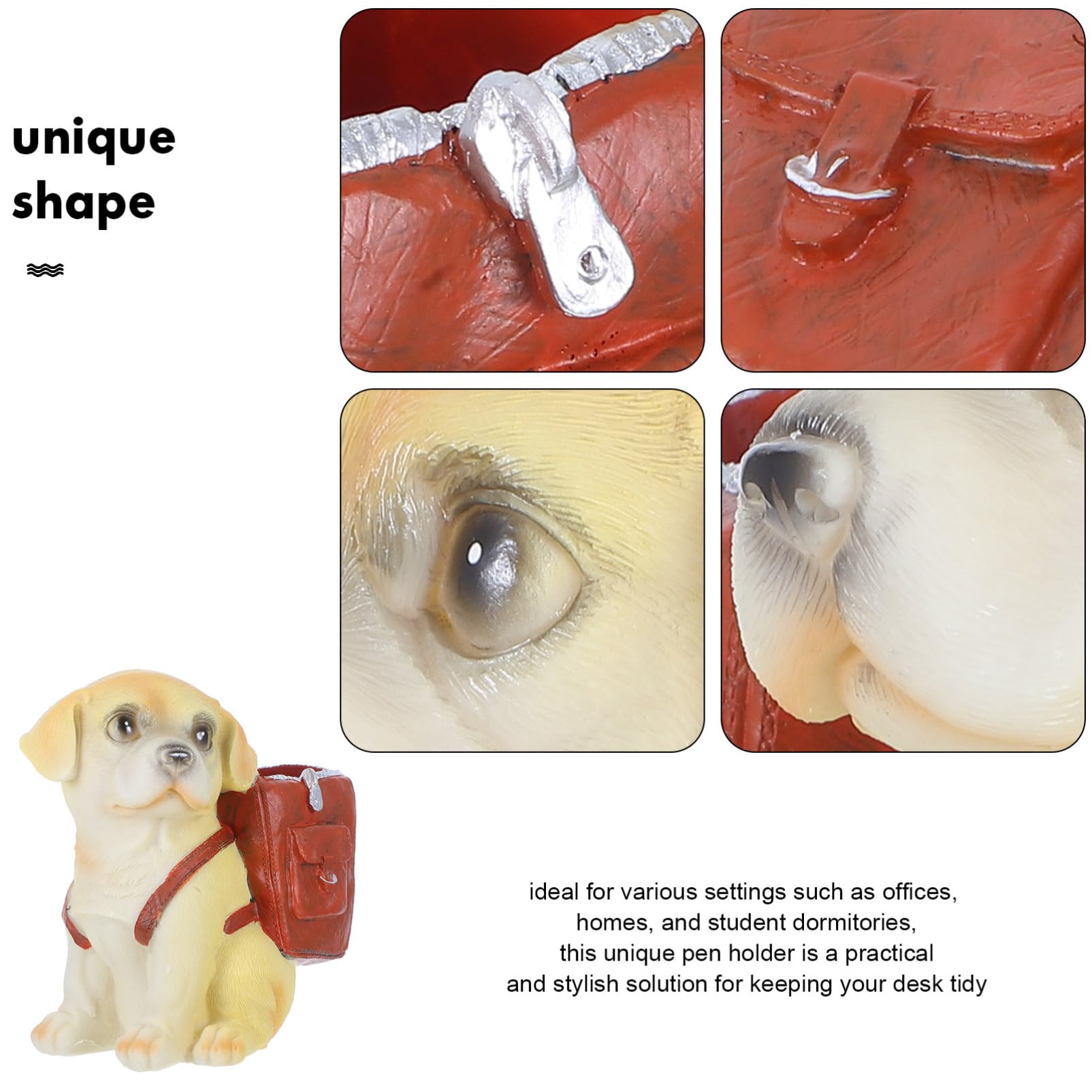 Portalápices Pequeño de Resina Forma de Perro Marrón