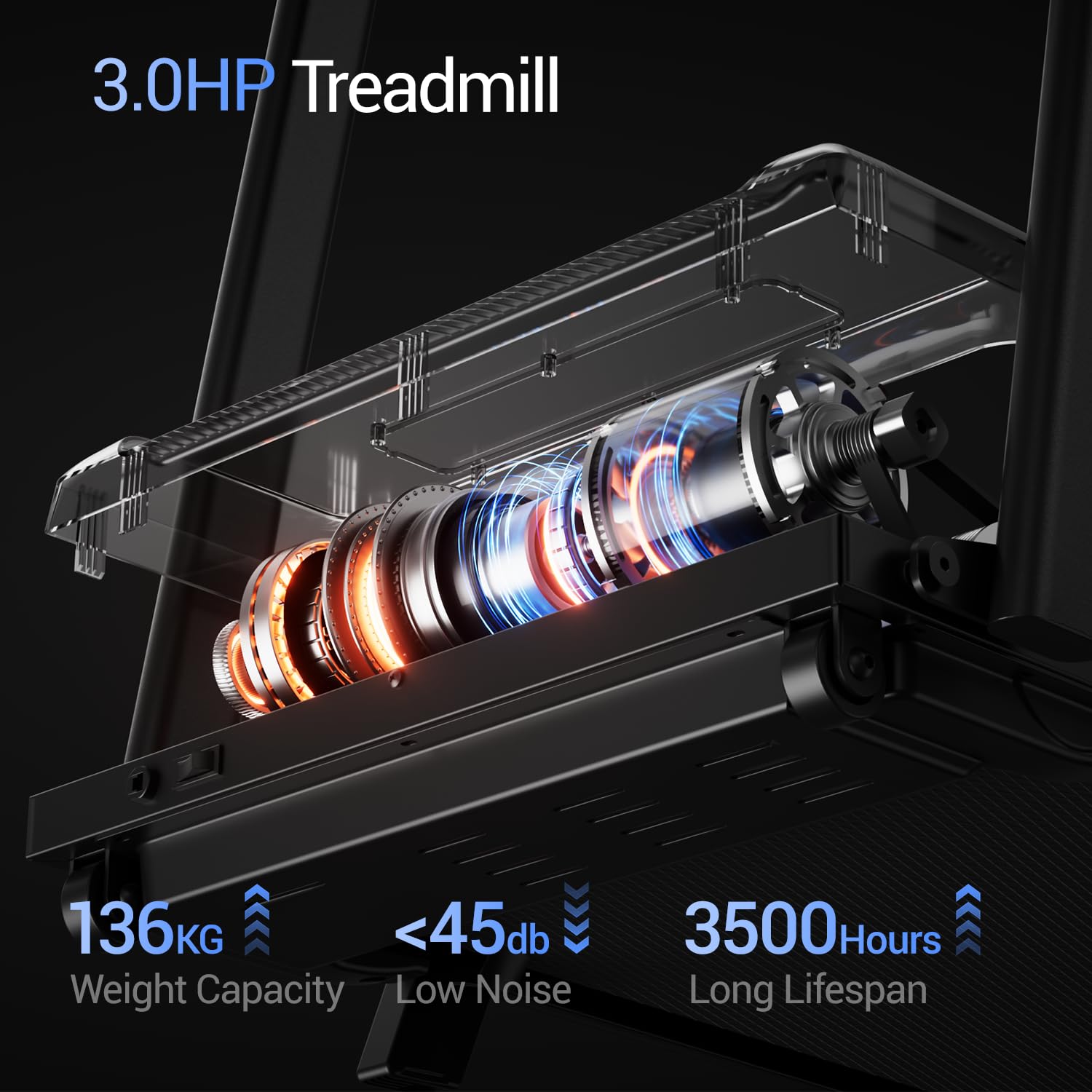 UMAY Składana Bieżnia do Domu z Nachyleniem 15%,1-12KM/H | Bieżnia do chodzenia z silnikiem 3.0 HP i wyświetlaczem LED,Treadmill Home z uchwytami,Bieżnia Kompaktowa,Maks.136 kg