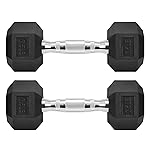 Hex Dumbbells Rubber Coated Cast Iron Hex Black Dumbbell Free Weights for Exercises 7.5 Pounds/Pair