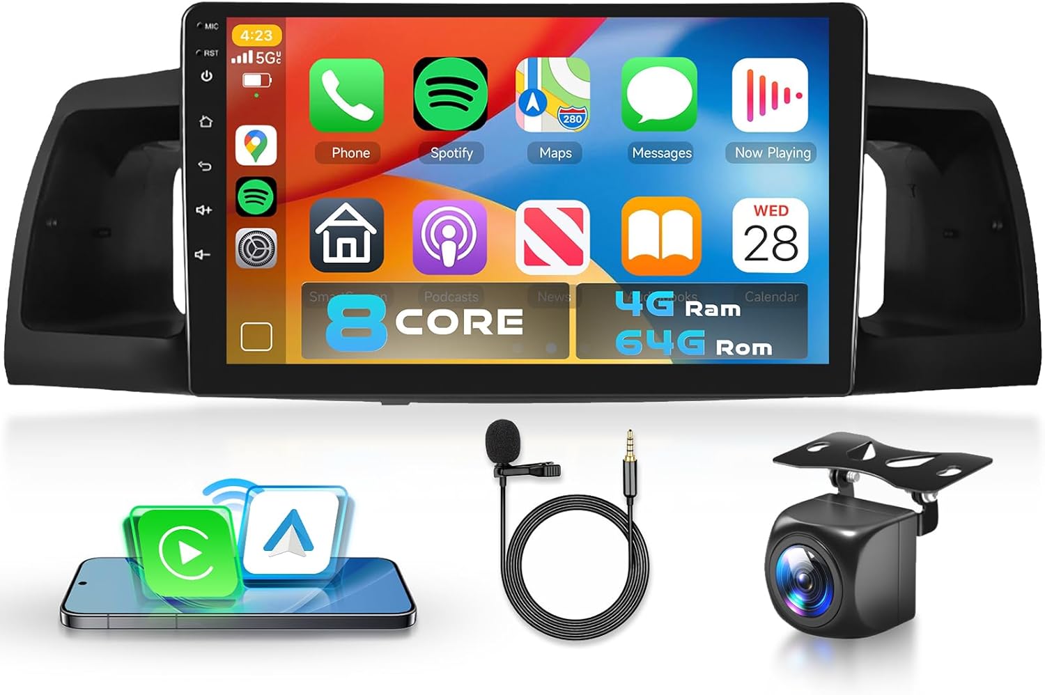 DSP 36EQ 8Core 2G 64G Radio for Toyota Corolla EX 2005-2012 Car Stereo with Wireless CarPlay,9inch 1280X720P IPS Touch Screen,Android Auto Mirrorlink,FM/RDS,GPS WiFi,AHD Backup Camera