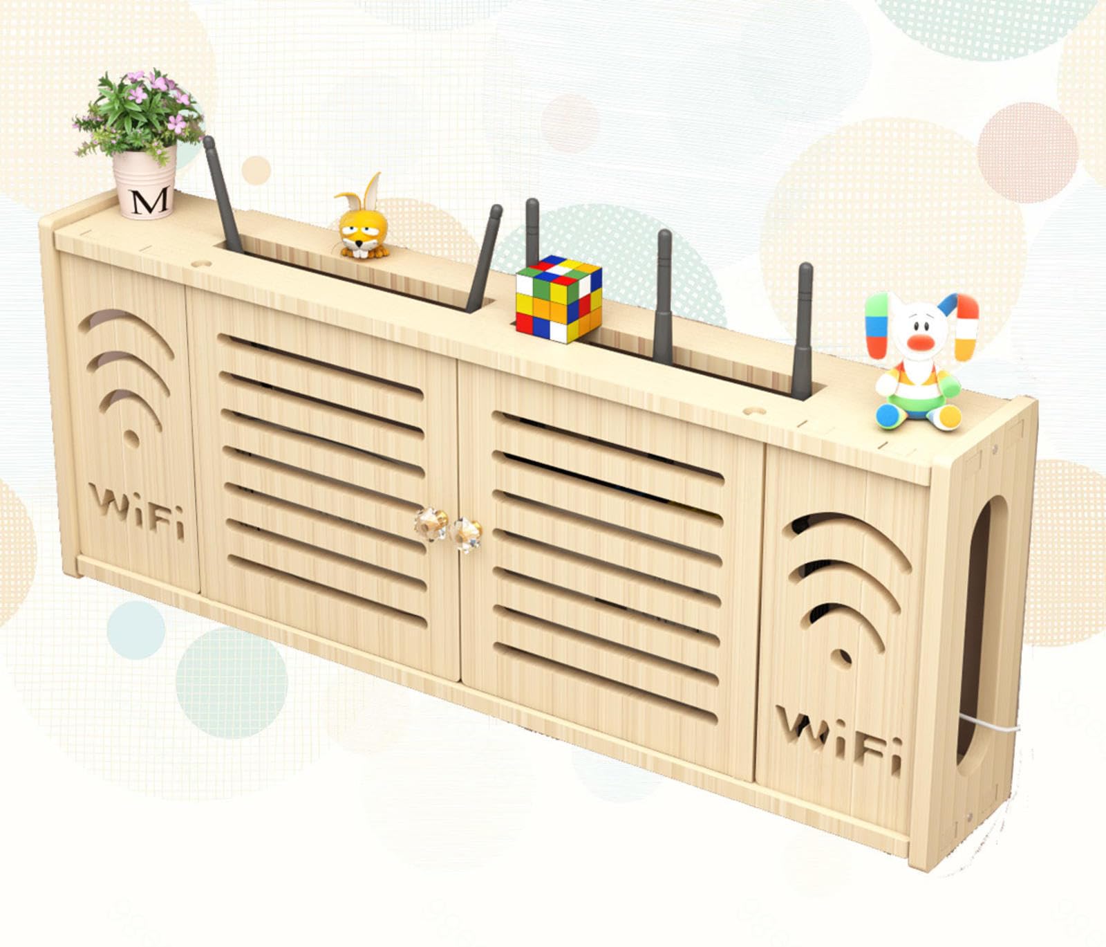 Supporto da Parete Modem Wifi Mensola Parete Router Wifi da Parete Mensola per Tv in Legno Supporto Telefono Parete Scatola,C-71x28cm