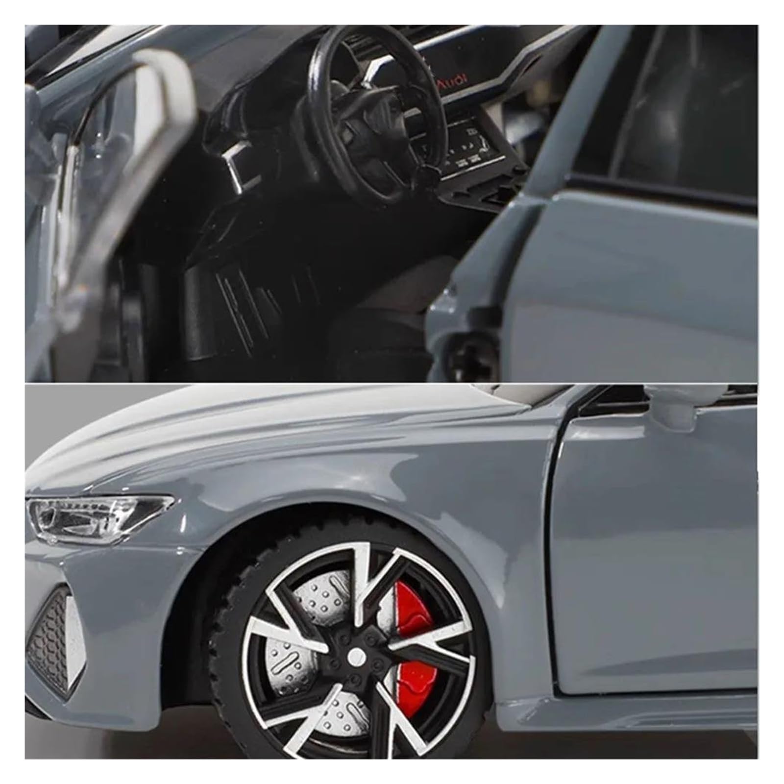 1:32 per RS6 il modello di auto con porte apribili in lega pressofusa | Con suono e luce non includere le batterie(Grey)