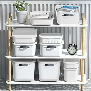 yazi ふた付き 収納ボックス プラスチック ポリプロピレン 収納ケース 小物入れバスケット 文房具・おもちゃ・衣類収納 キッチン収納かご SMLXL・4サイズ(8個セット)