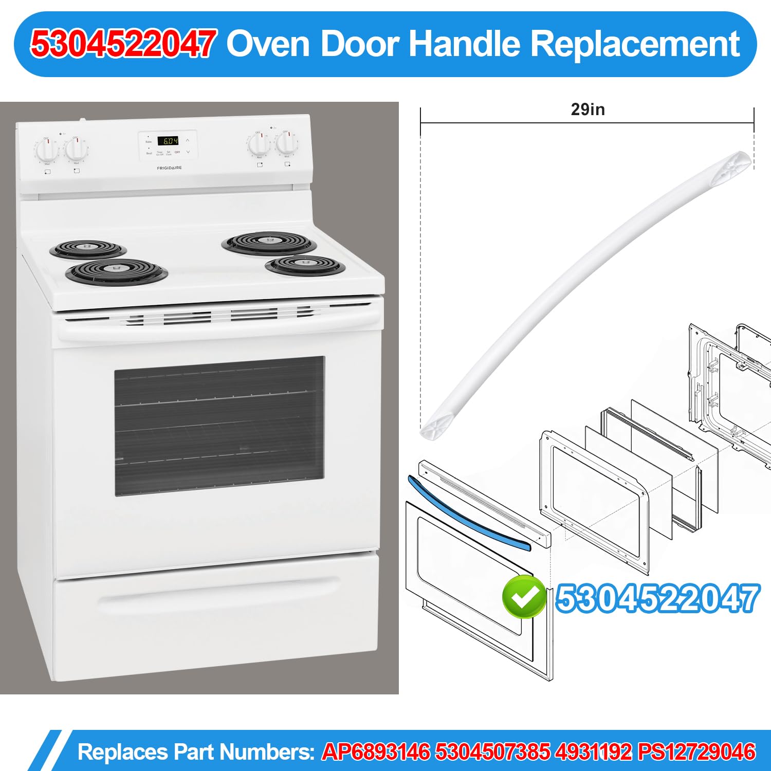 Amazon.com: Upgraded 5304522047 Oven Door Handle Replacement White 