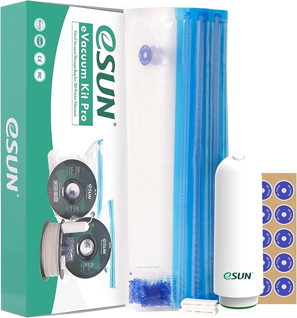 eSUN Vacuum Kit, 10pcs 3D Printer Filament Vacuum Compression Storage Bag with USB Pump, Reusable Filament Moisture Proof Dry Vacuum Sealed Bag for Filament Storage, Discoloration Desiccant