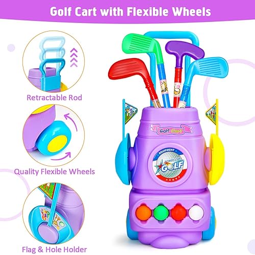 Miniatura 2 de Meland Juego de palos de golf para niños, juego de pelota de golf para niños, juguetes deportivos, regalo para niños y niñas de 3, 4, 5, 6 años