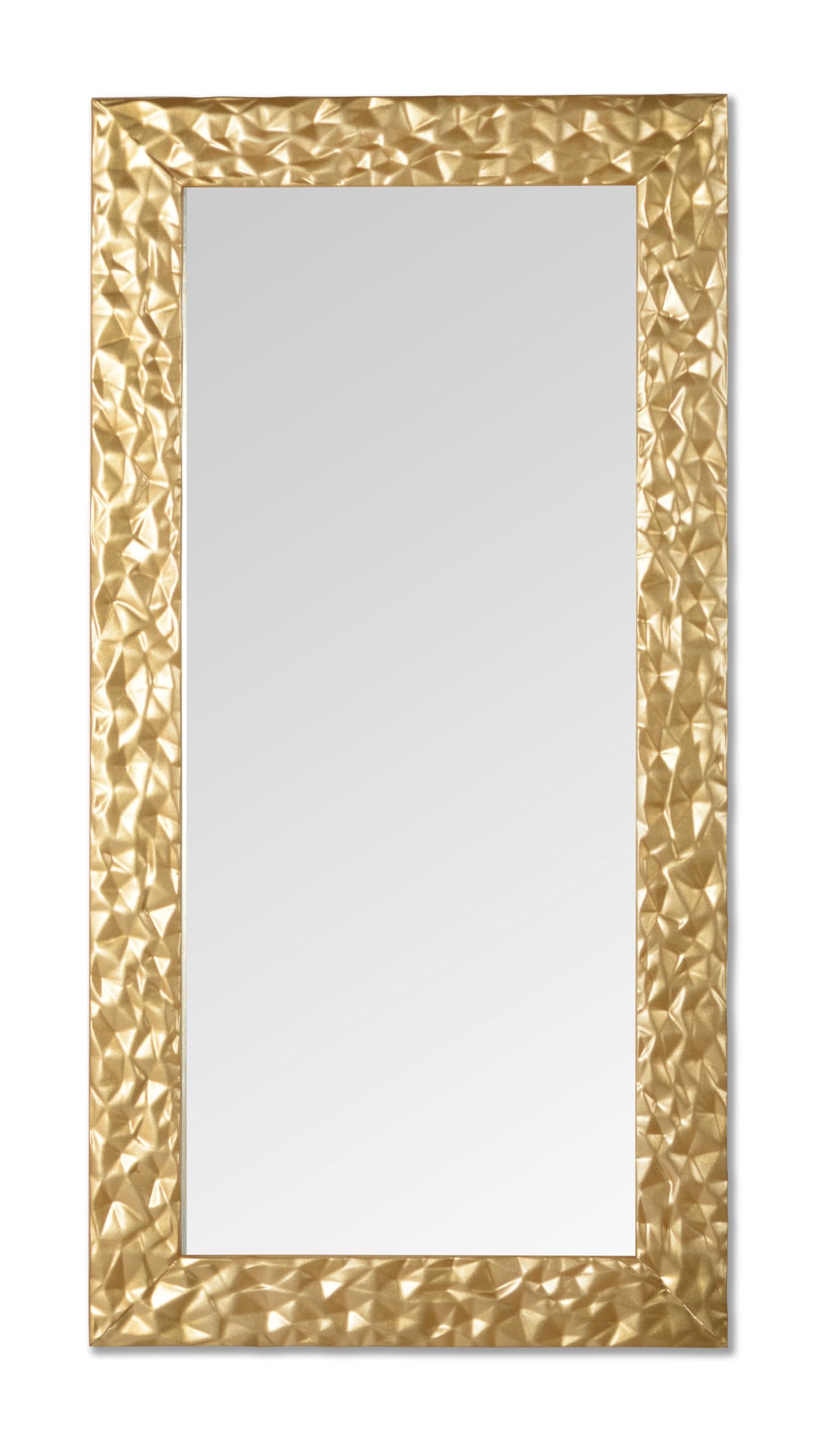 MO.WA Specchio da parete moderno oro Made in Italy cm. 41x81 - Specchio cornice in legno dorata da appendere in camera, ingresso, corridoio