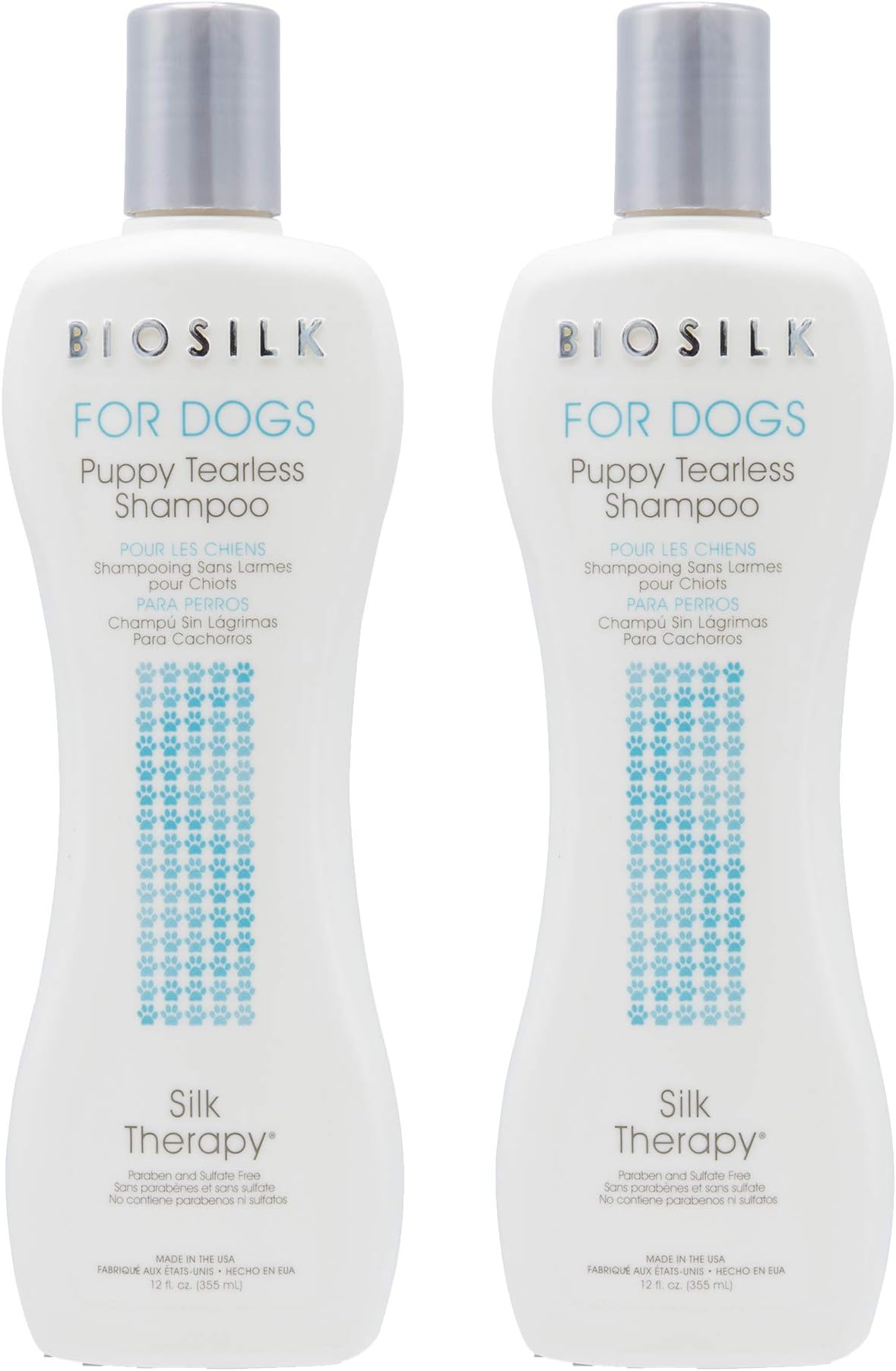 BioSilk for Dogs Puppy Tearless Shampoo, Gentle Dog Wash with Silk Proteins, Paraben and Sulfate Free Formula Helps Clean and Condition Coats for Puppies and Dogs, 12 Fl Oz - 2 Pack