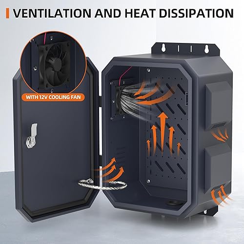 Miniatura 3 de Joinfworld Caja eléctrica para exteriores, caja de conexiones eléctricas impermeable de metal, carcasa ventilada IP65, resistente a la intemperie