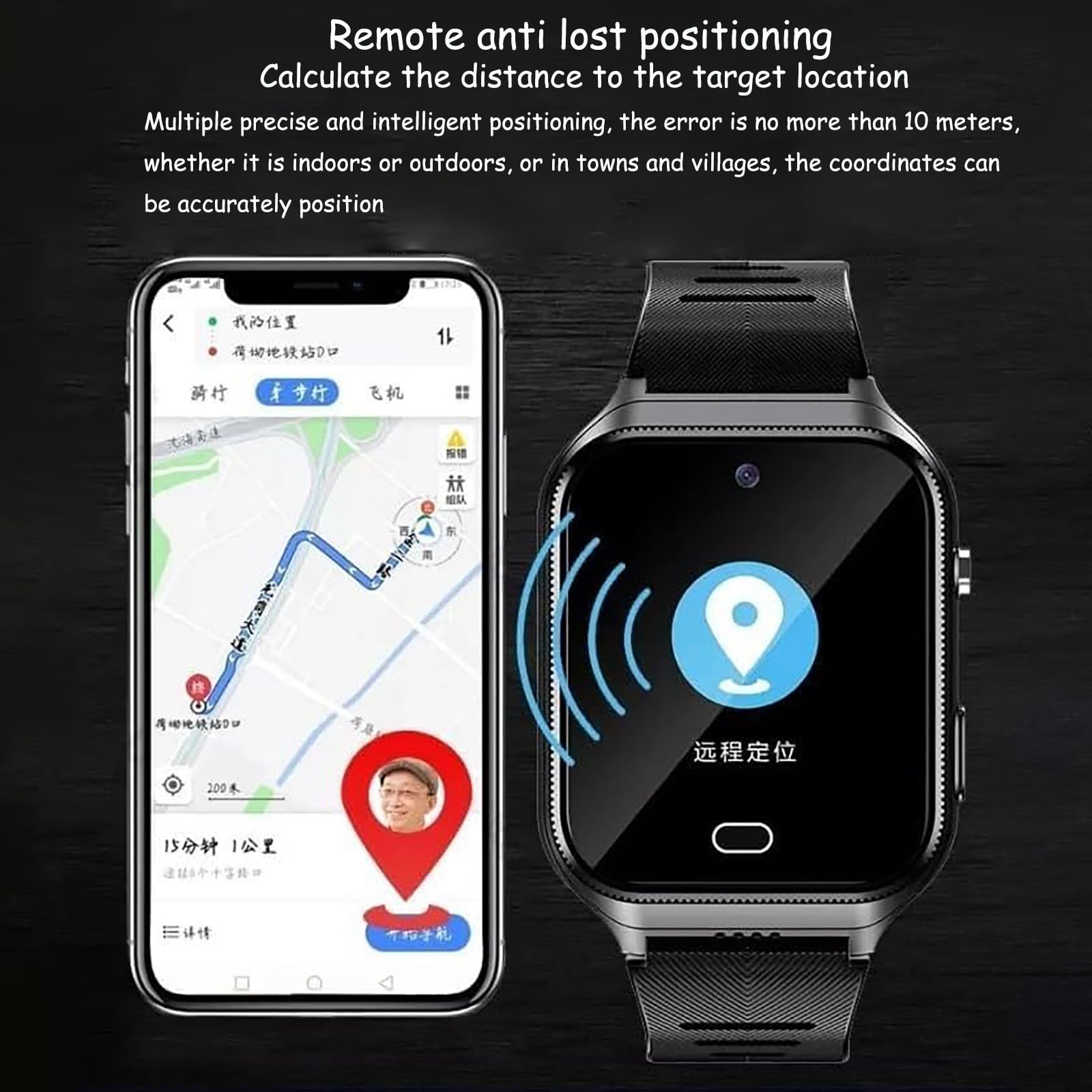 Genérico Smartwatch Personas Mayores Aviso de Caída Reloj Inteligente Dispositivos de Alerta de Caídas Alarma SOS Localización GPS Videollamada Impermeable Detección de Caídas para Demencia Alzheimer