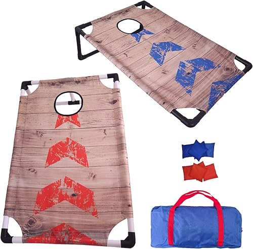 Juego de Cornhole Portátil con 2 Tableros de Cornhole Plegables, 8 Bolsas de Frijoles de Cornhole y Estuche de Transporte para Juego de Lanzamiento